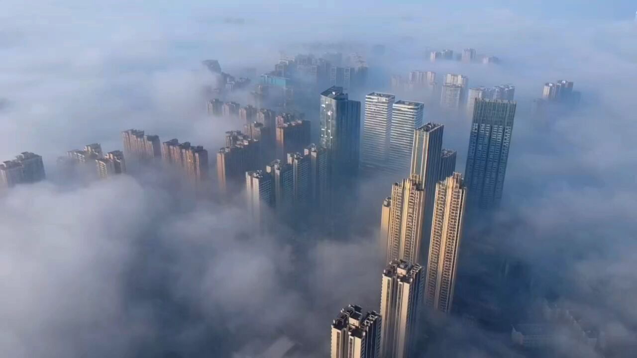 今天成都云雾缭绕 人间仙境