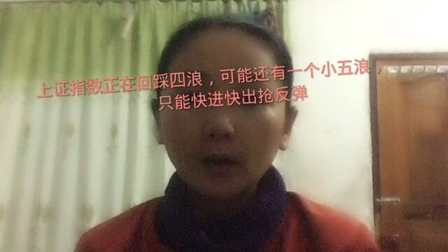 上证指数正在回踩四浪,可能还有一个小五浪,只能快进快出抢反弹