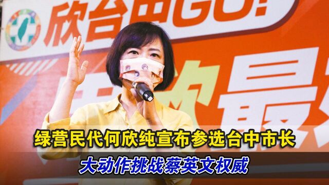 绿营民代何欣纯宣布参选台中市长,大动作挑战蔡英文权威