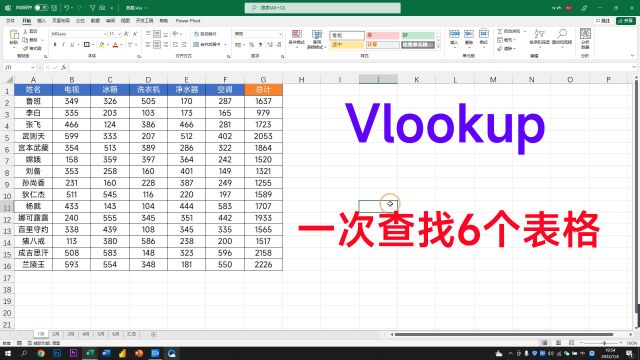 Vlookup的高级用法,一次引用6个sheet的数据,快速实现数据合并