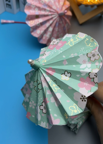 超好看的樱花伸缩伞折纸,详细教程.艾特你的列表第一给你折