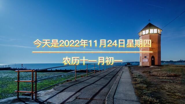 今天是2022年11月24日星期四,农历十一月初一,晚上好,请相信.