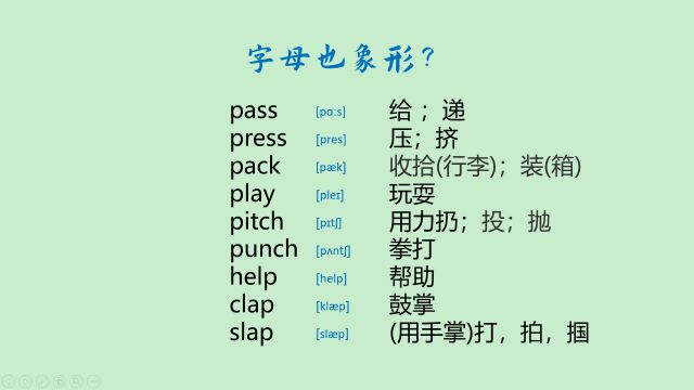 字母p有“手”的象形含义,所以这些跟手有直接关系的单词里面都有字母p