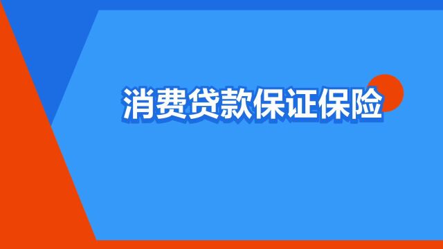 “消费贷款保证保险”是什么意思?