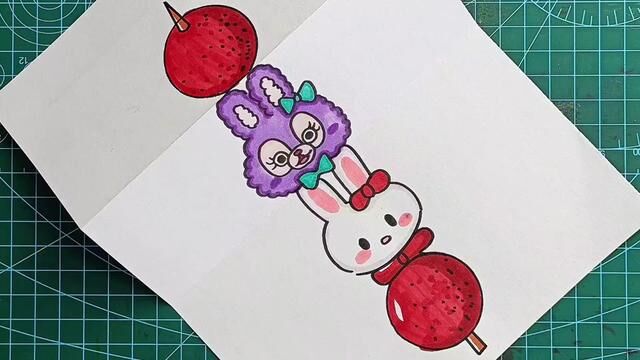 兔年创意画#简笔画 #兔年创意画 #兔年主题画 #折叠画 #兔年简笔画