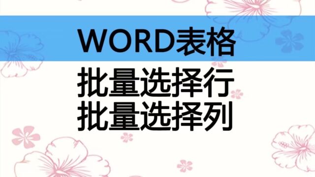 在WORD表格中批量选择行、批量选择列,便于统一格式或者复制到Excel中去