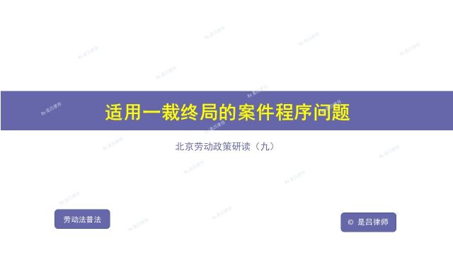 09 适用一裁终局案件的程序问题