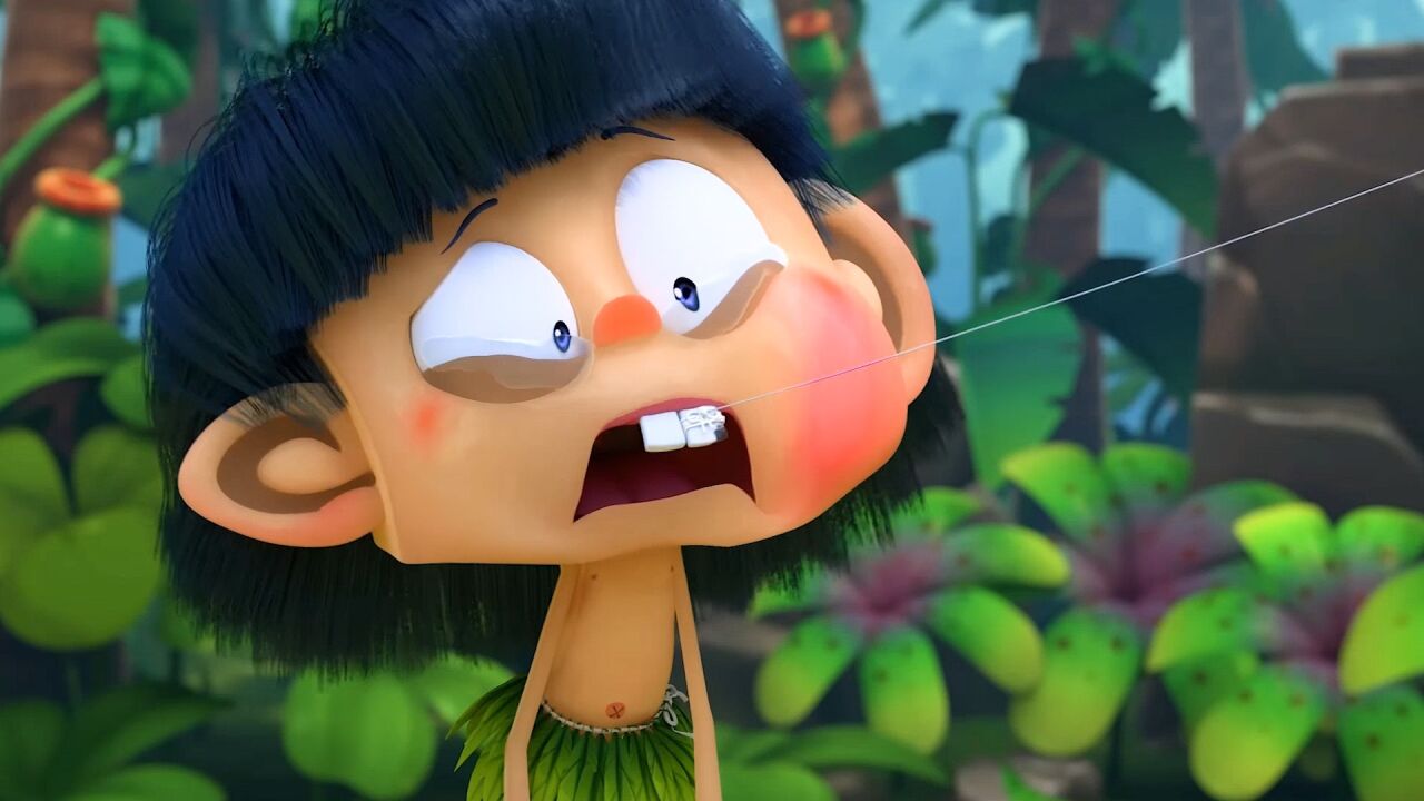 小野人的牙齿竟然这么坚固,看看他最后怎样拔出来,搞笑动画