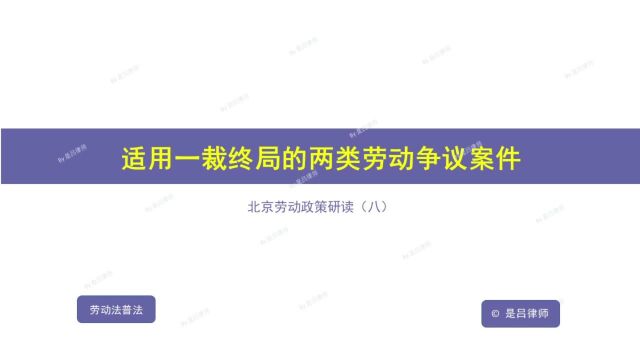 08 适用一裁终局的两类劳动争议案件