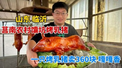山东临沂，莒南农村馕坑烤乳猪，一只烤乳猪8斤卖360块，嘎嘎香