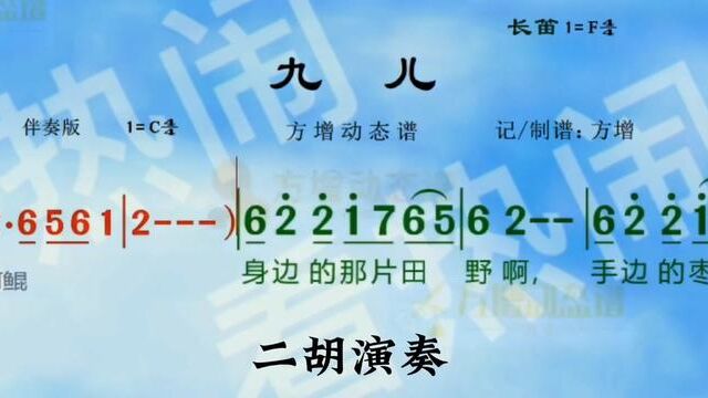 九儿#经典老歌 #动态曲谱 #音乐分享 #乐器演奏 #二胡演奏