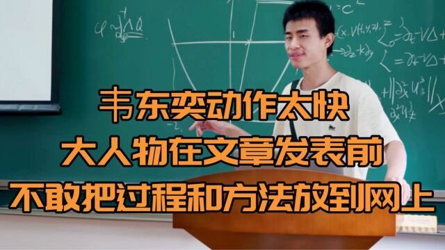 韦东奕动作太快,大人物在文章发表前,不敢把过程和方法放到网上