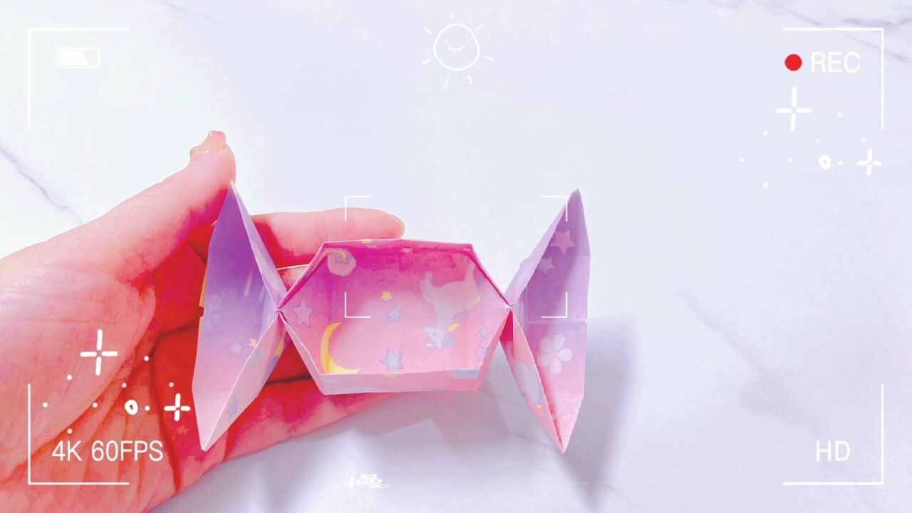 「手工折纸」一个简单又可爱的糖果收纳盒!