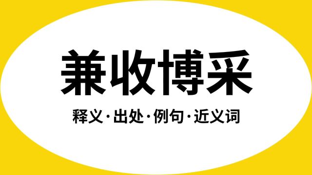 “兼收博采”是什么意思?