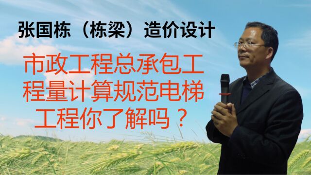 张国栋(栋梁)造价设计:市政工程总承包工程量计算规范电梯工程你了解吗?