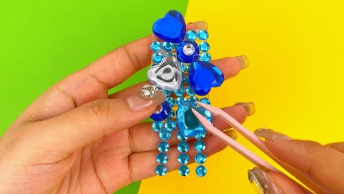 百变公主：蓝色宝石制作咕卡也太闪亮啦，教小朋友们做手工咕卡