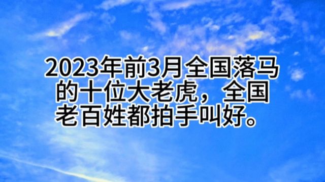 2023年前3月全国落马的十位大老虎,全国老百姓都拍手叫好