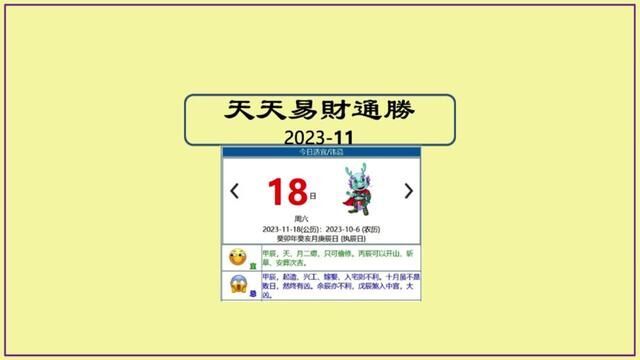 今日天天#通胜 11月18日/2023 #传统文化 #传统习俗 #黄历 #生肖 #运势 #衣着 #色彩 #迪哥说易