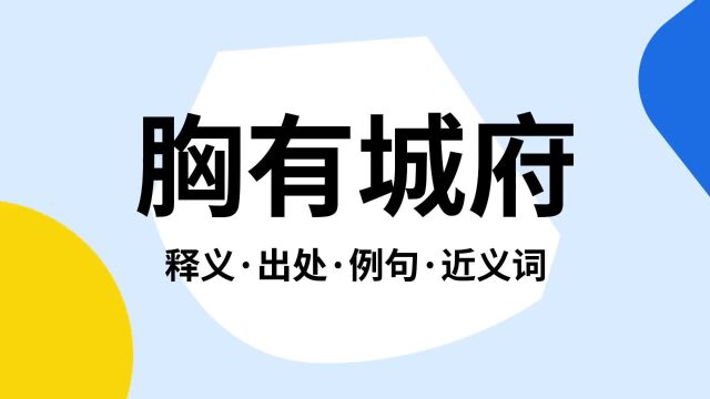 “胸有城府”是什么意思?