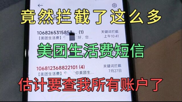 手机里拦截了好多美团生活费的催收短信,现在要查我名下所有账户