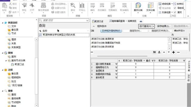 Nvivo:欺凌种类与学校类型