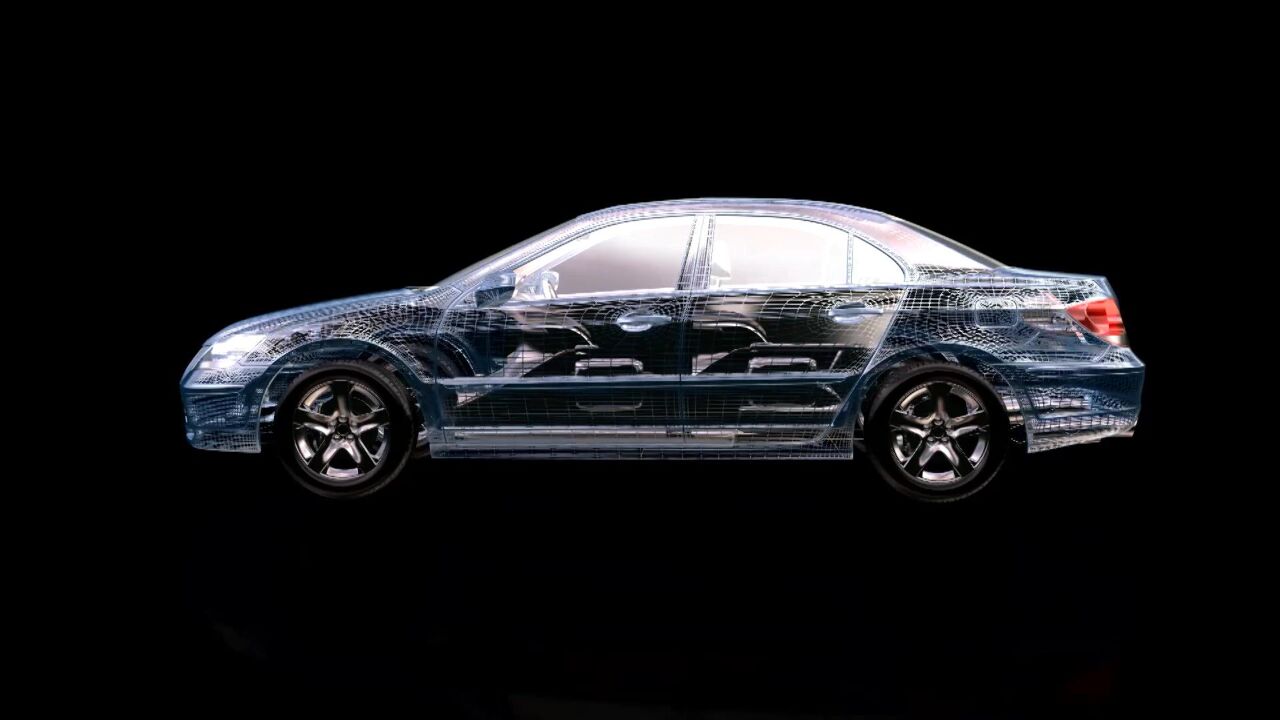 3d透明屏展示柜裸眼三维立体投影视频定制 轿车旋转线架车身