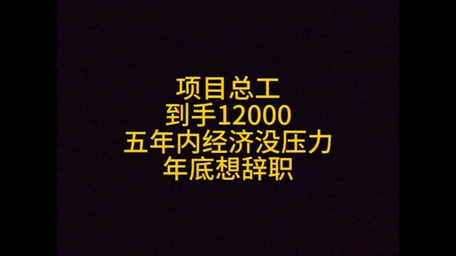 项目总工,到手12000,五年内经济没压力,年底想辞职!