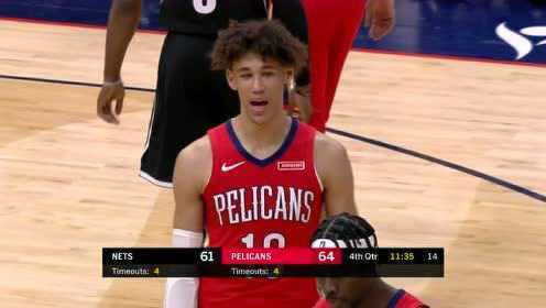 《NBA全场回放》【原声回放】篮网vs鹈鹕第4节 阿伦空接炸筐打入加时