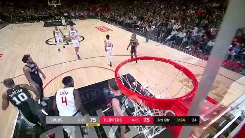 《NBA全场回放》【原声回放】马刺vs快船第3节 乔治滞空拉杆失衡打进超神2+1