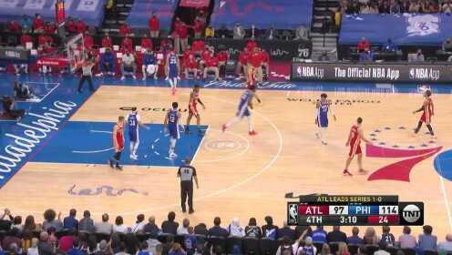 《NBA全场集锦》西蒙斯遭遇砍鲨战术两罚不中 里弗斯当机立断立马换人