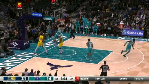 《NBA全场集锦》大风起兮云飞扬！ 海沃德接到传球滑翔暴扣拿下两分