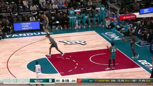 《NBA全场集锦》NBA常规赛：黄蜂vs活塞第1节 英文解说回放