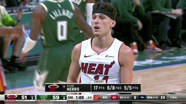 NBA常规赛：热火vs雄鹿第2节英文原声回放