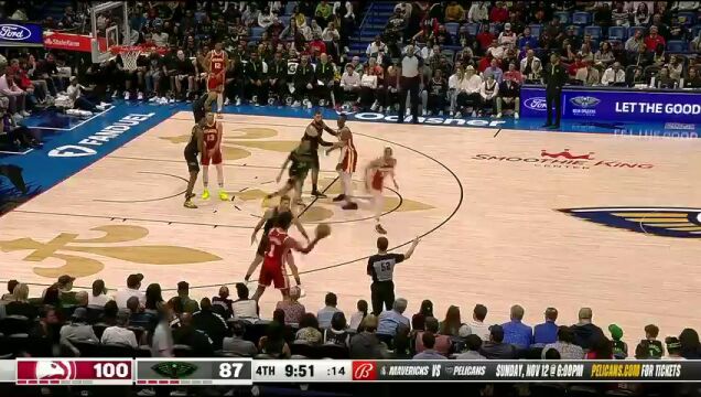 NBA常规赛：老鹰vs鹈鹕第4节中文解说回放