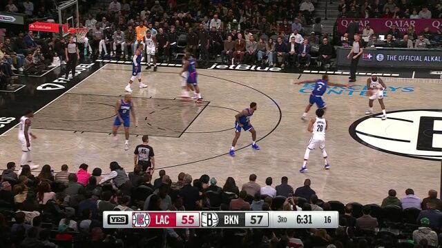 NBA常规赛：快船vs篮网第3节中文解说回放