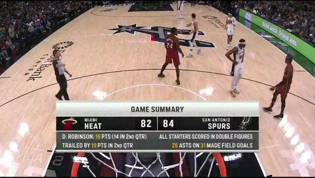 NBA常规赛：热火vs马刺第4节英文原声回放