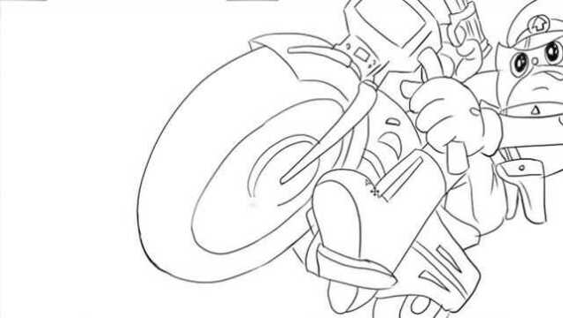 [小林画的]黑猫警长拿手枪骑摩托的卡通动漫简笔画