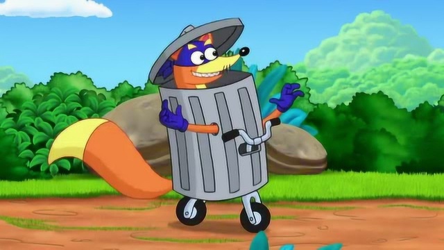 捣蛋鬼躲在垃圾桶里以为自己很成功,结果还是灰溜溜的滚回去!