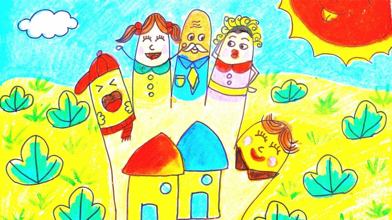 儿童画场景故事 手指晒太阳