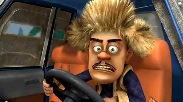 熊出没光头强是怎么开车的竟然连车带人倒挂在悬崖上