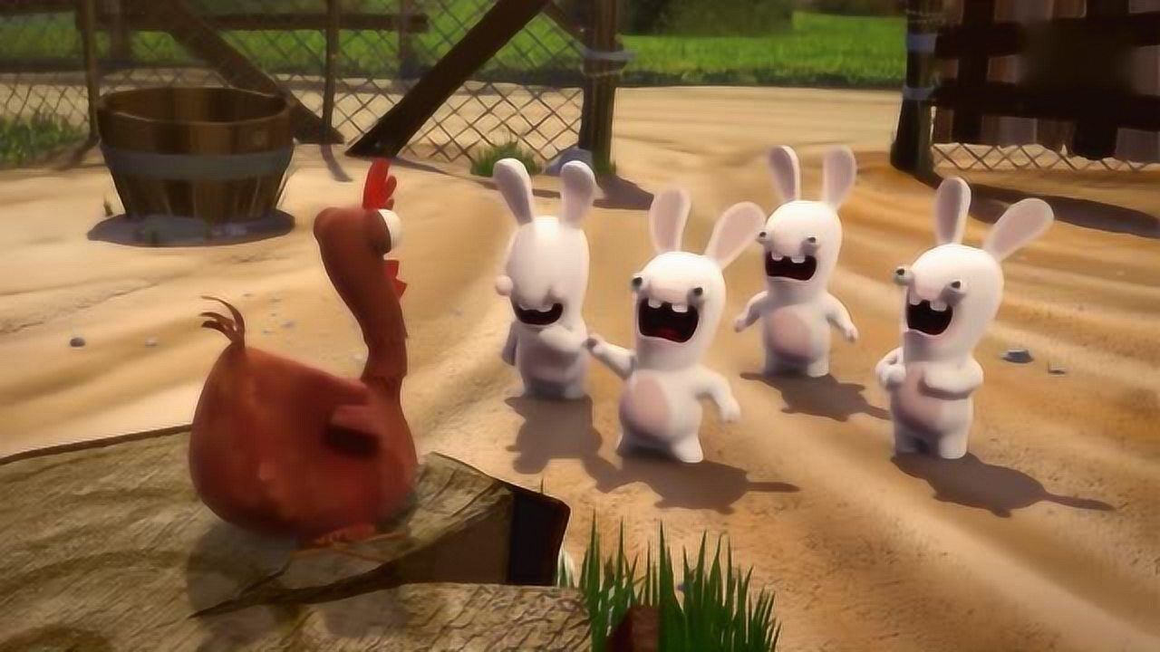 疯狂的兔子你们在欺负一个大公鸡