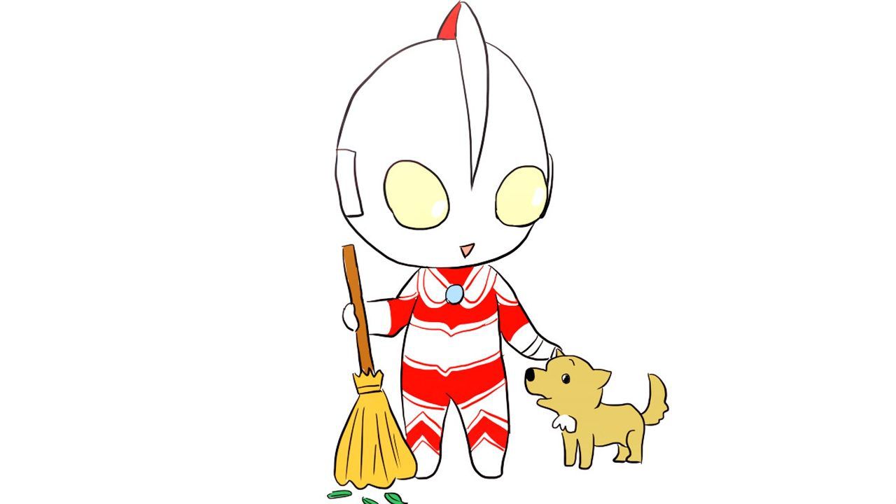 q版杰克奥特曼与可爱的小狗儿童亲子简笔画