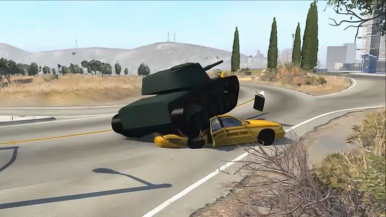 beamng:老式坦克在马路上碾压一切是什么感觉?