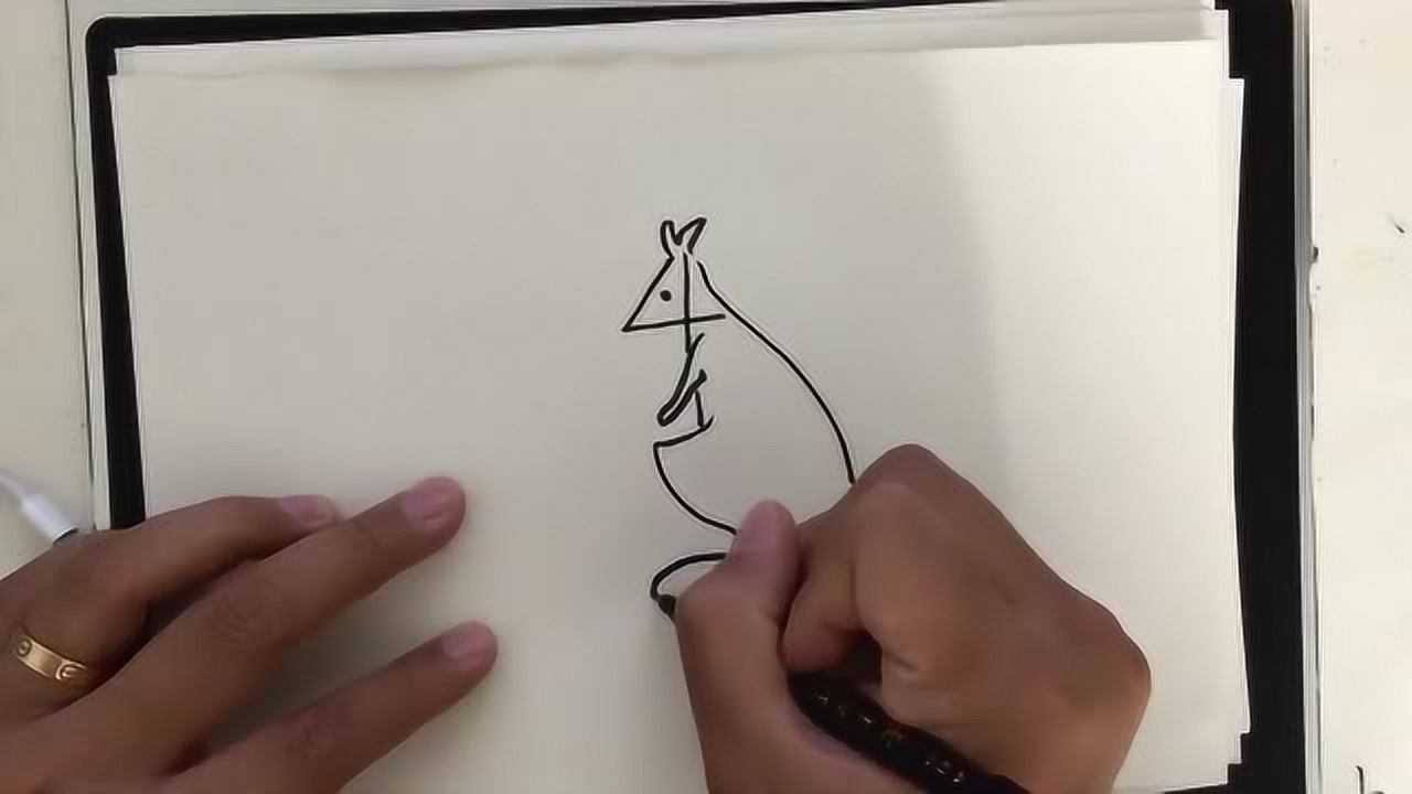 儿童创意简笔画数字4画出袋鼠