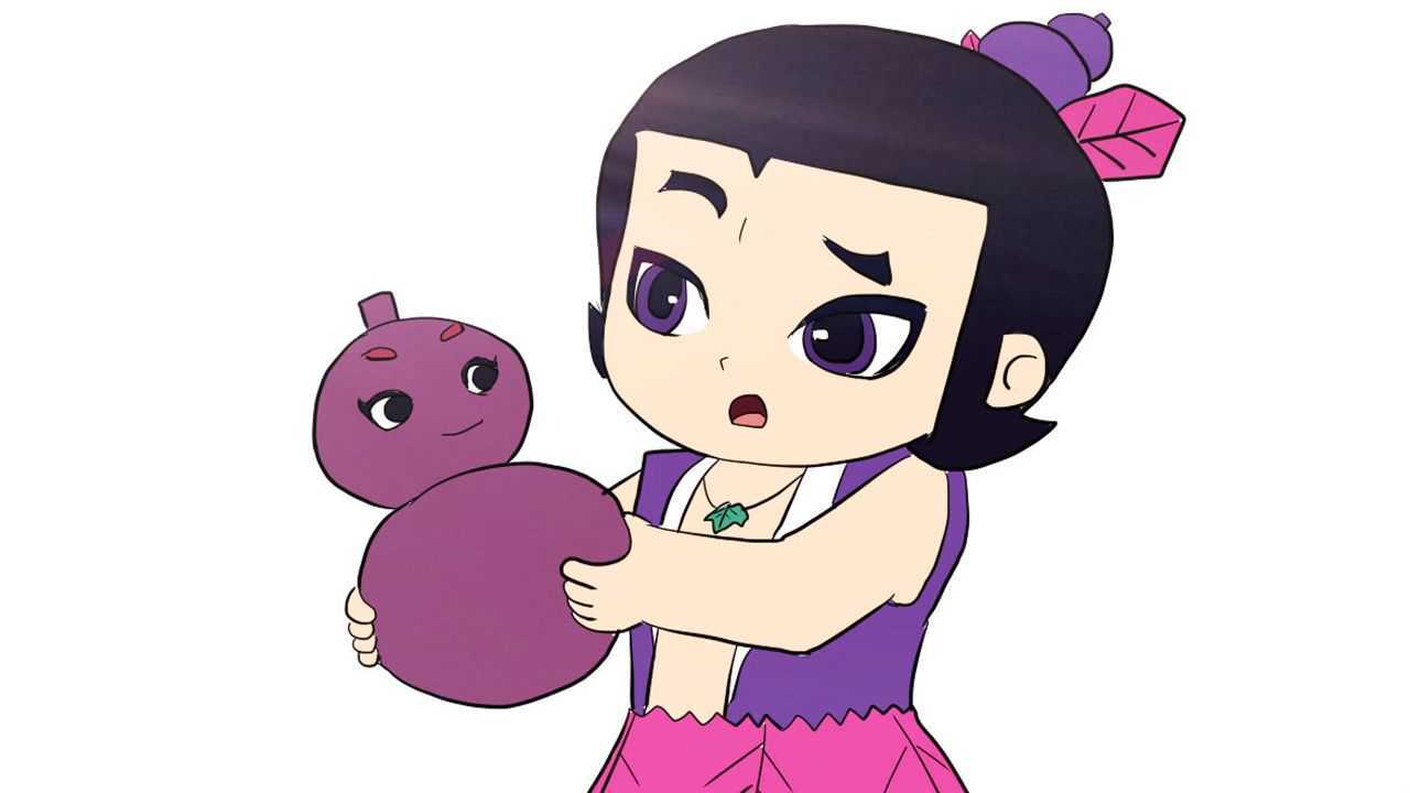 葫芦兄弟七娃与紫色葫芦儿童卡通简笔画