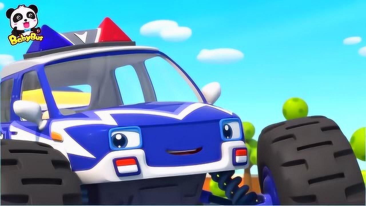 怪兽警车指挥道路交通救援抓小偷有困难找怪兽警车动画片