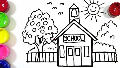 儿童简笔画:乡村小学校