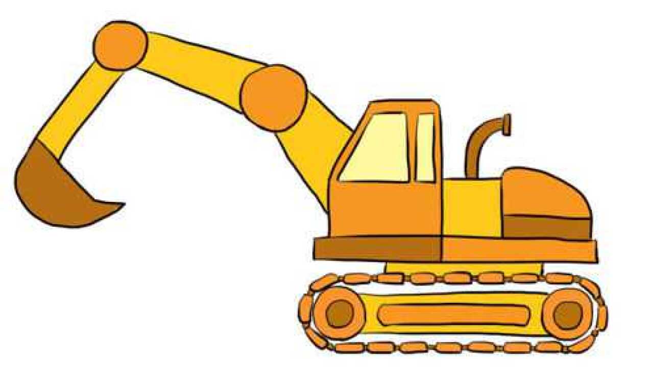 简单的挖掘机儿童卡通简笔画