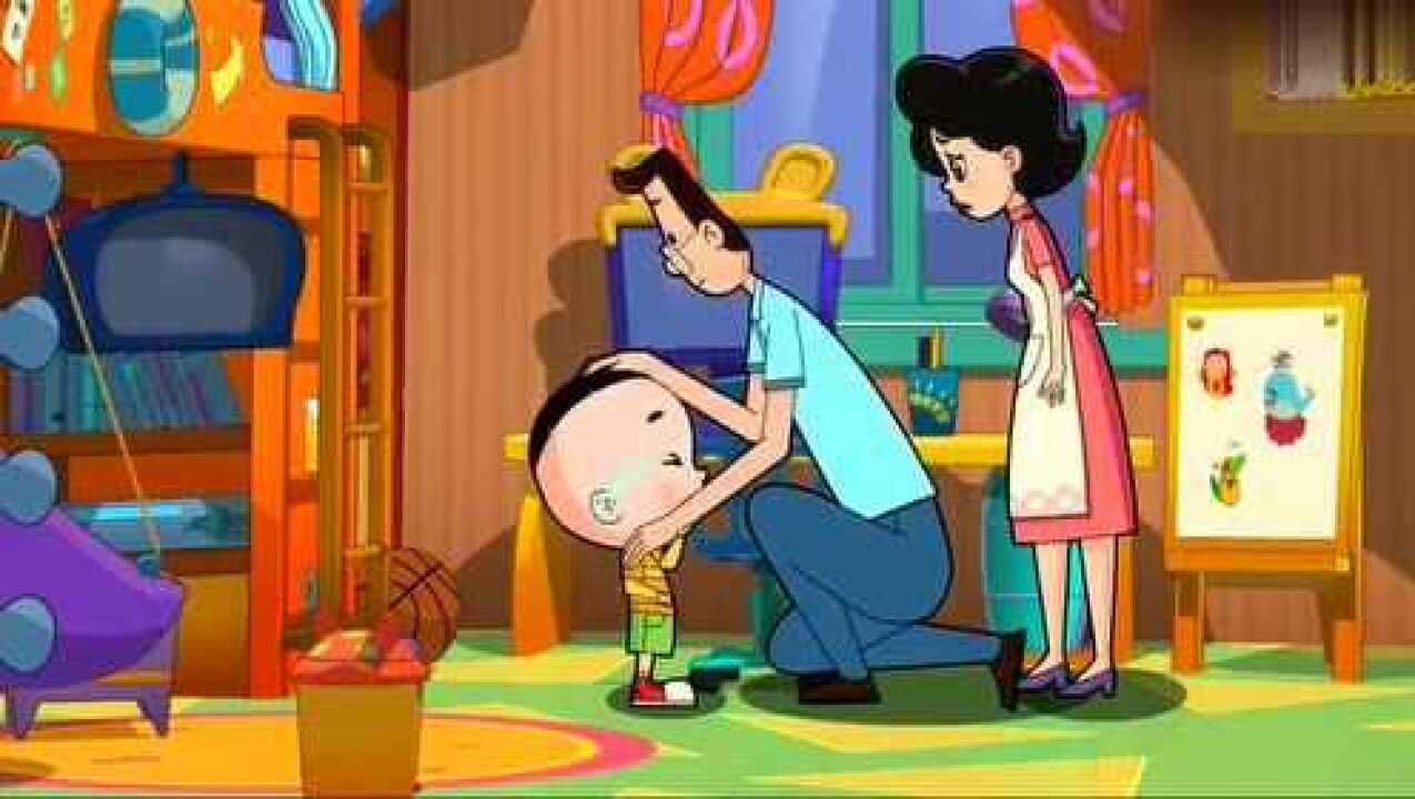 大头儿子哭兮兮的原来是鸡蛋破了