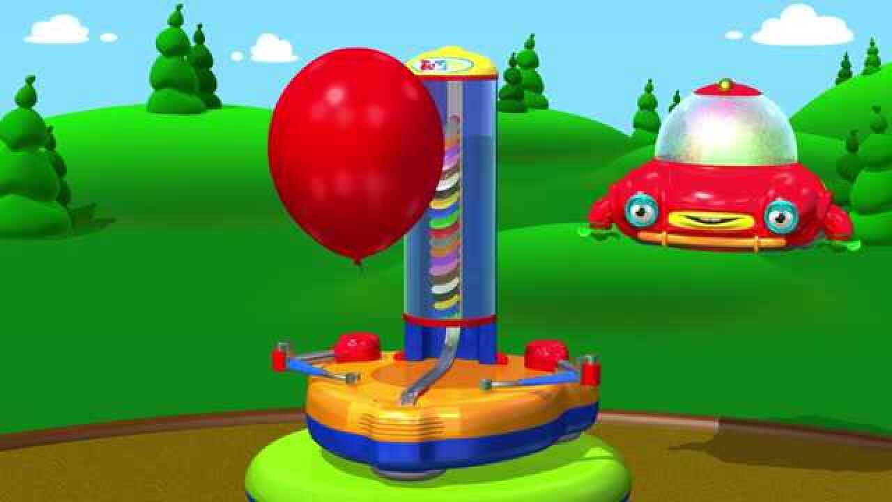 卡通吹气球机玩具 儿童学习颜色